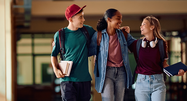 Students collaborating on campus